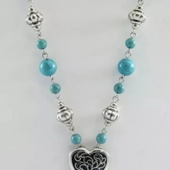 Eyeglass / ID Badge Holder Necklace Lanyard with Turquiose Beads NWOT 30" - Picture 3 of 3